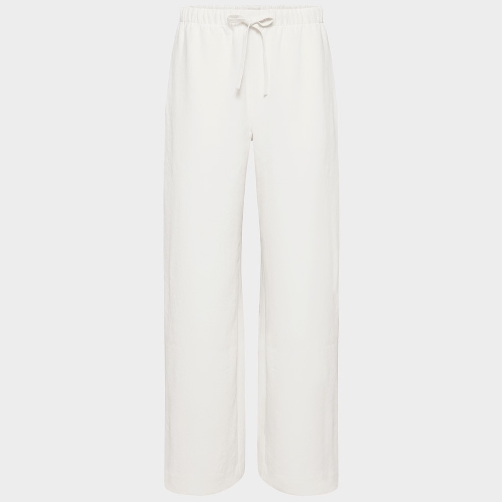 Aritzia White Wide-Leg Drawstring Trousers